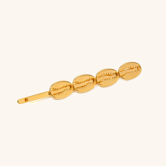 Espresso Gold French Hair Pin with Coffee Bean Design – Hypoallergenic Stainless Steel 0