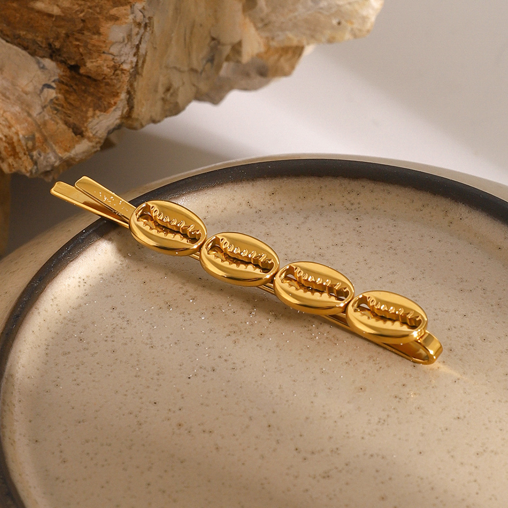 Espresso Gold French Hair Pin with Coffee Bean Design – Hypoallergenic Stainless Steel 3