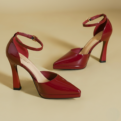 Women's Genuine Leather Block-Heel Pumps – product view | Hensley London