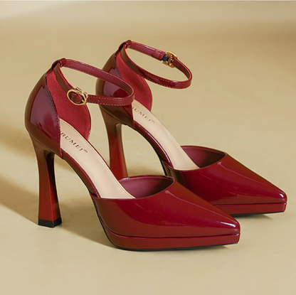 Women's Genuine Leather Block-Heel Pumps – product view | Hensley London