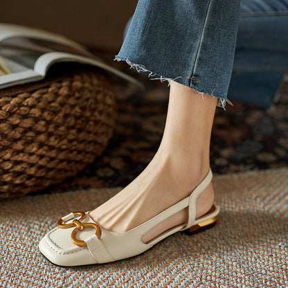 Women's Leather & Suede Slingback Flats - product view | Hensley London