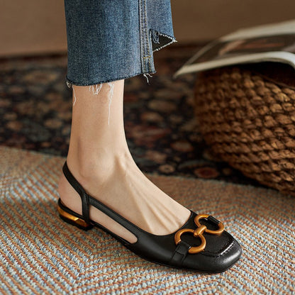 Women's Leather & Suede Slingback Flats - product view | Hensley London