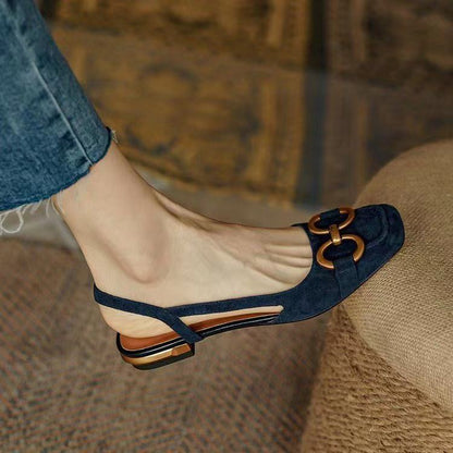 Women's Leather & Suede Slingback Flats - product view | Hensley London