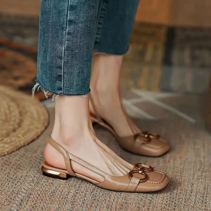 Women's Leather & Suede Slingback Flats - product view | Hensley London