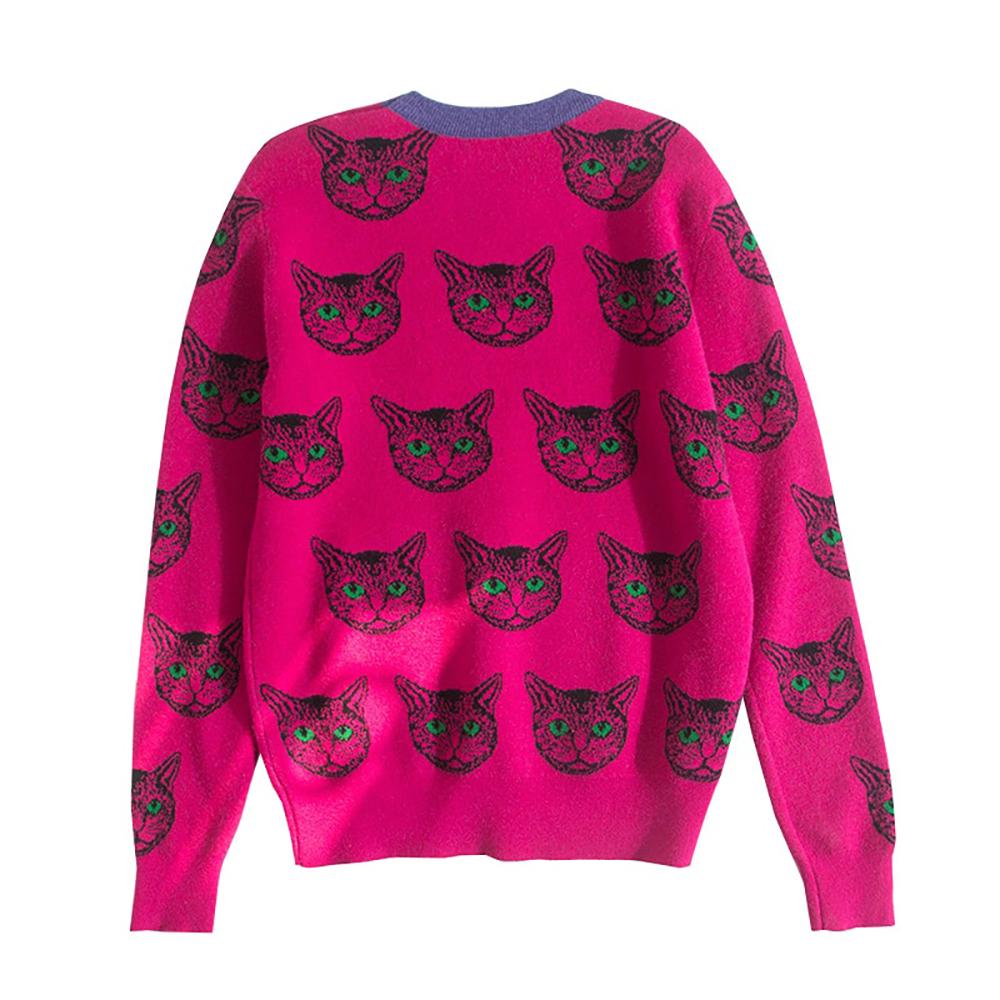 Fabulous Cat Print Knitted Sweaters 2