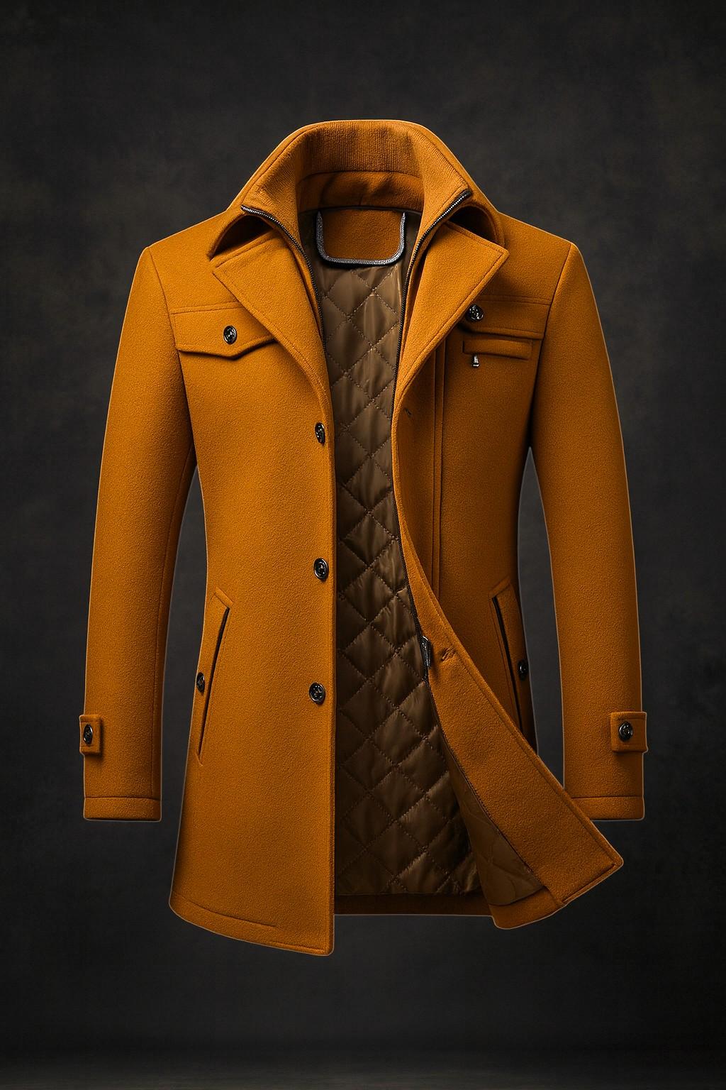 Men's Wool Overcoat – product view | Hensley London