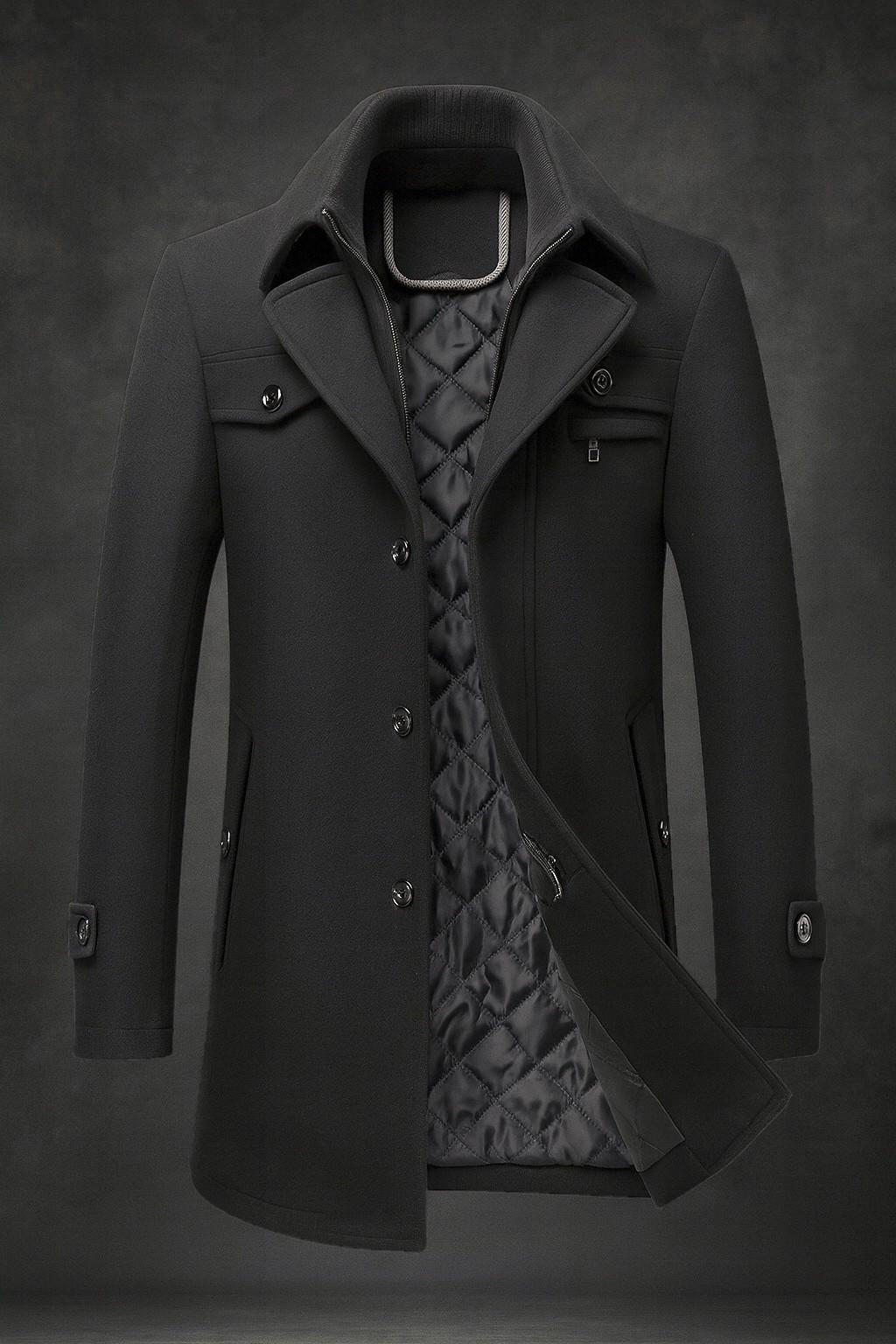 Men's Wool Overcoat – product view | Hensley London