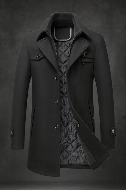 Men's Wool Overcoat – product view | Hensley London