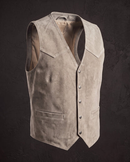 Men's Brushed Suede Western Vest - detail view | Hensley London