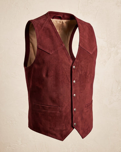 Men's Brushed Suede Western Vest - detail view | Hensley London