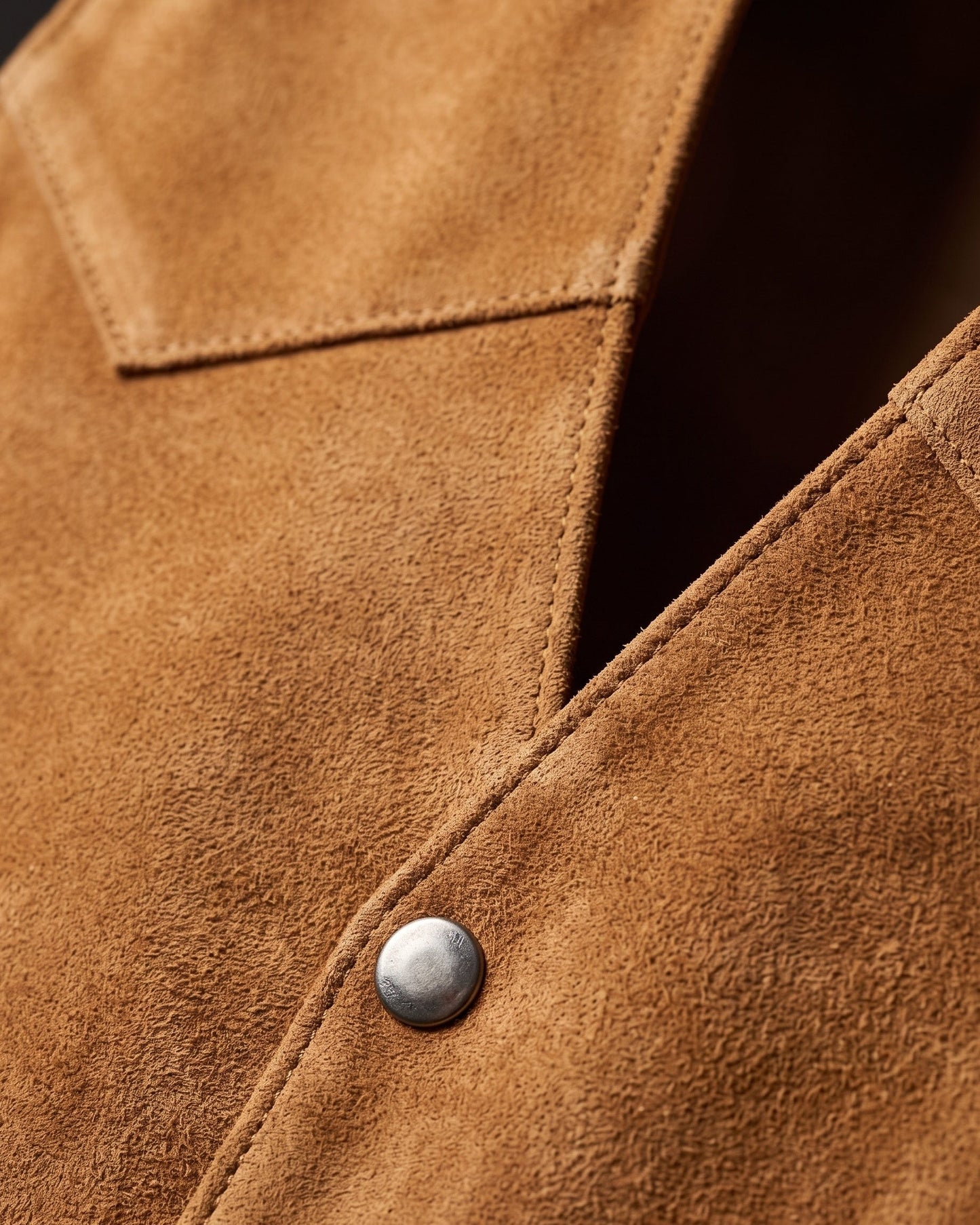 Men's Brushed Suede Western Vest - detail view | Hensley London
