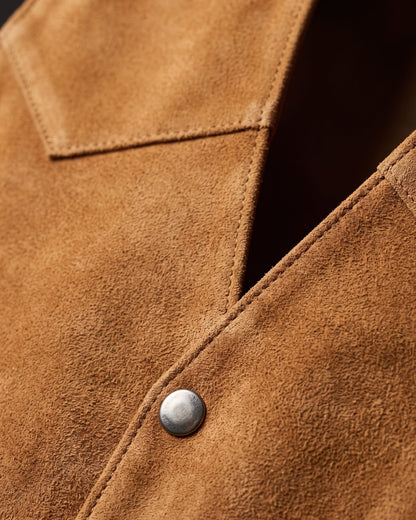 Men's Brushed Suede Western Vest - detail view | Hensley London