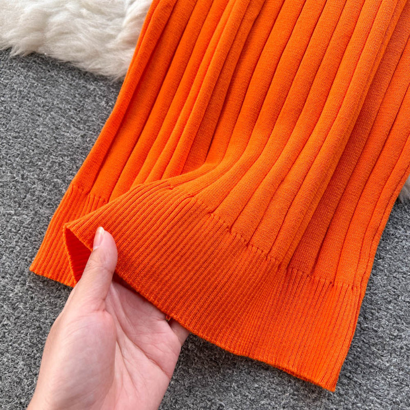 Figure-Flattering Long Sleeve Knitted Turtleneck Bodycon Sweater Dress with Belt 8