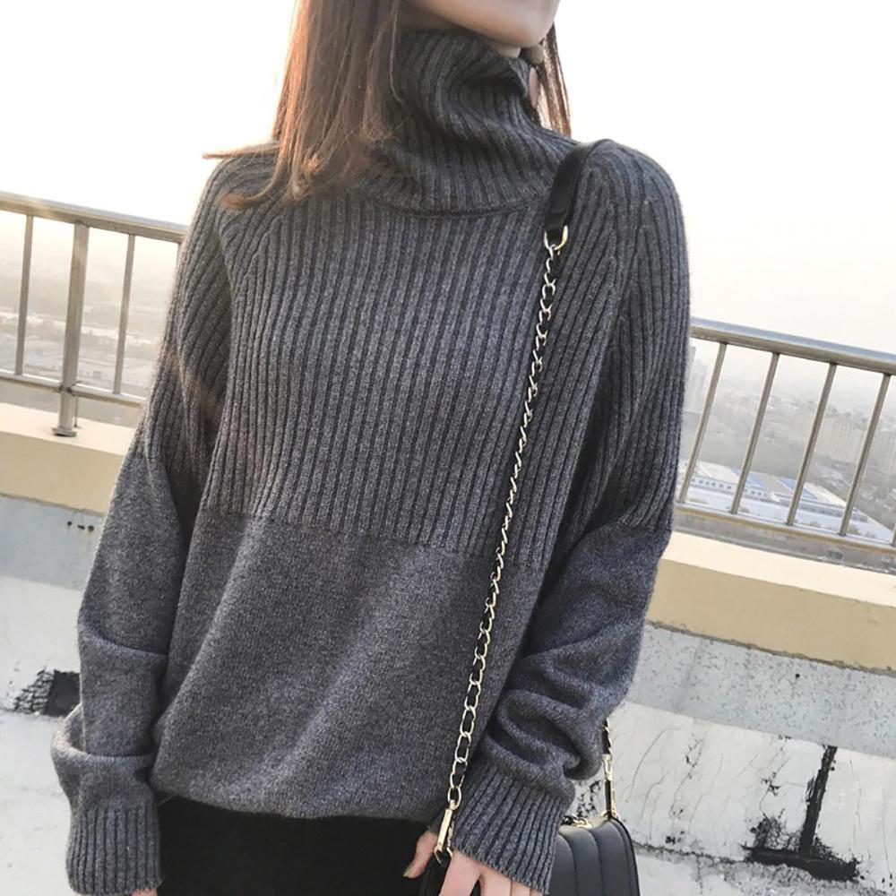 Fine-Knit Striped Turtleneck Sweater 4