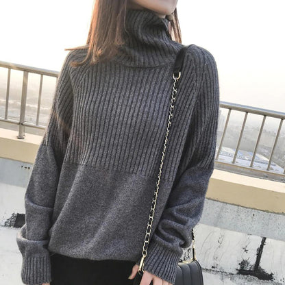 Fine-Knit Striped Turtleneck Sweater 4