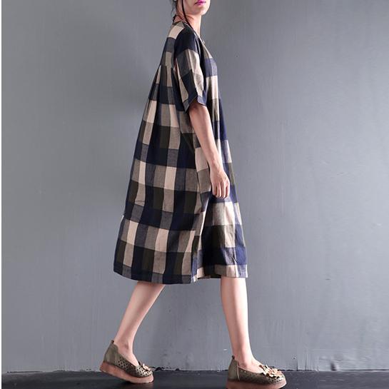 Breezy Summer Dress | Loose Linen, Plaid Design - Image 2