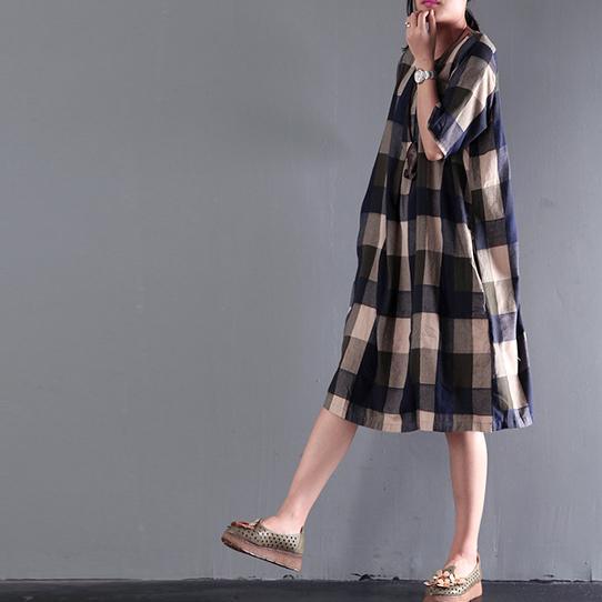 Breezy Summer Dress | Loose Linen, Plaid Design - Image 3