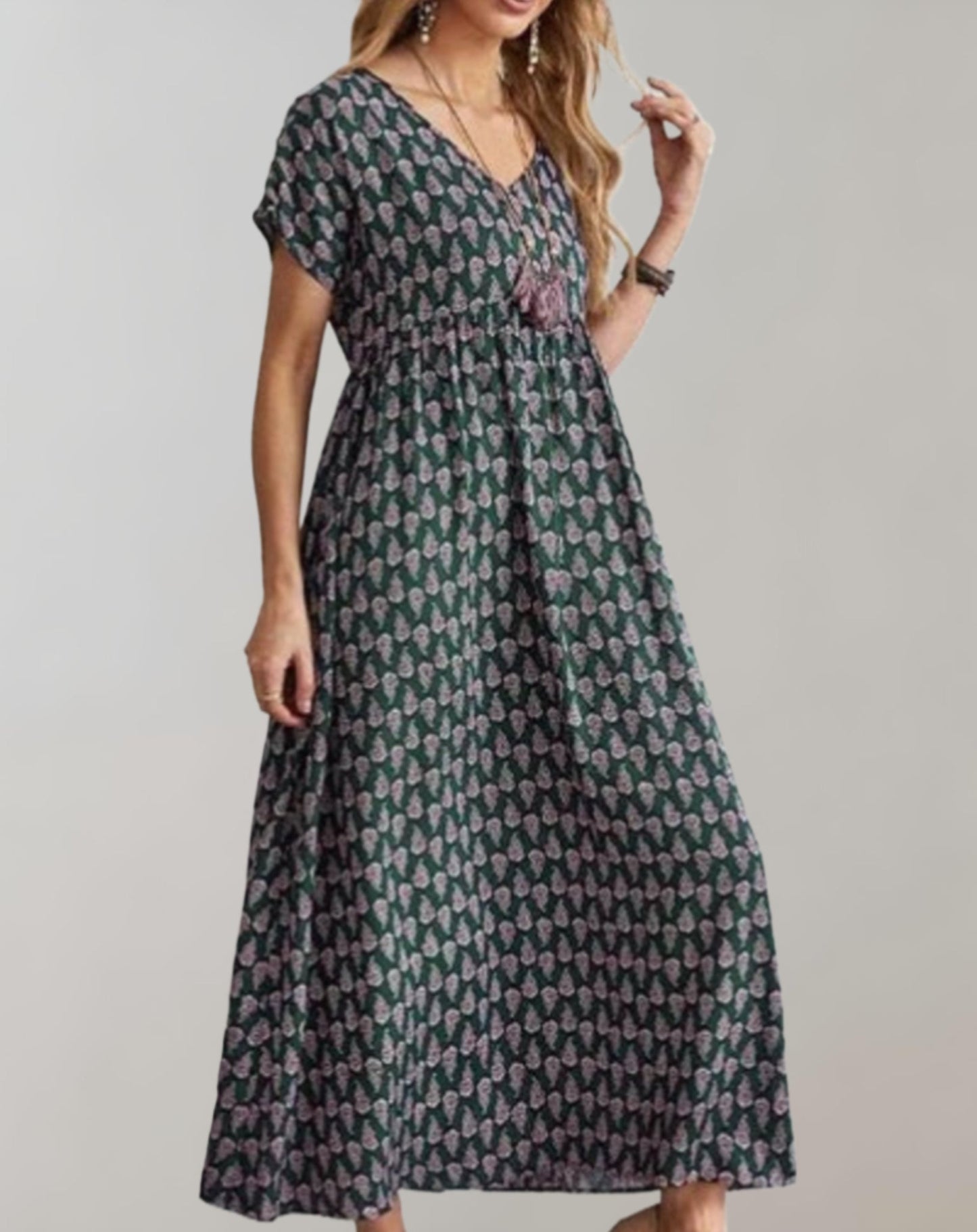 Women's Maxi Dress Blue Polyester Blend-5
