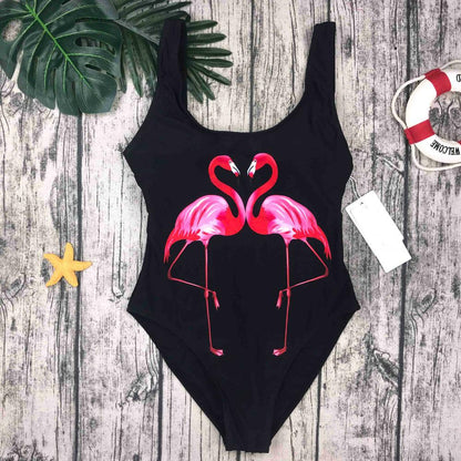 Fiona Women's One Piece Swimsuit | Deep Back Design, Padded Chest, Flamingo Print - Image 4