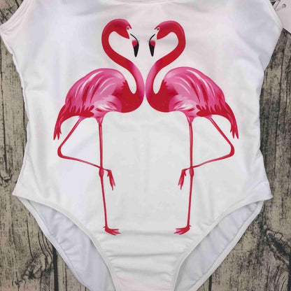 Fiona Women's One Piece Swimsuit | Deep Back Design, Padded Chest, Flamingo Print - Image 5