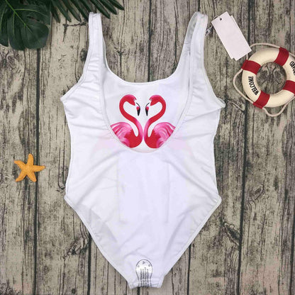 Fiona Women's One Piece Swimsuit | Deep Back Design, Padded Chest, Flamingo Print - Image 6