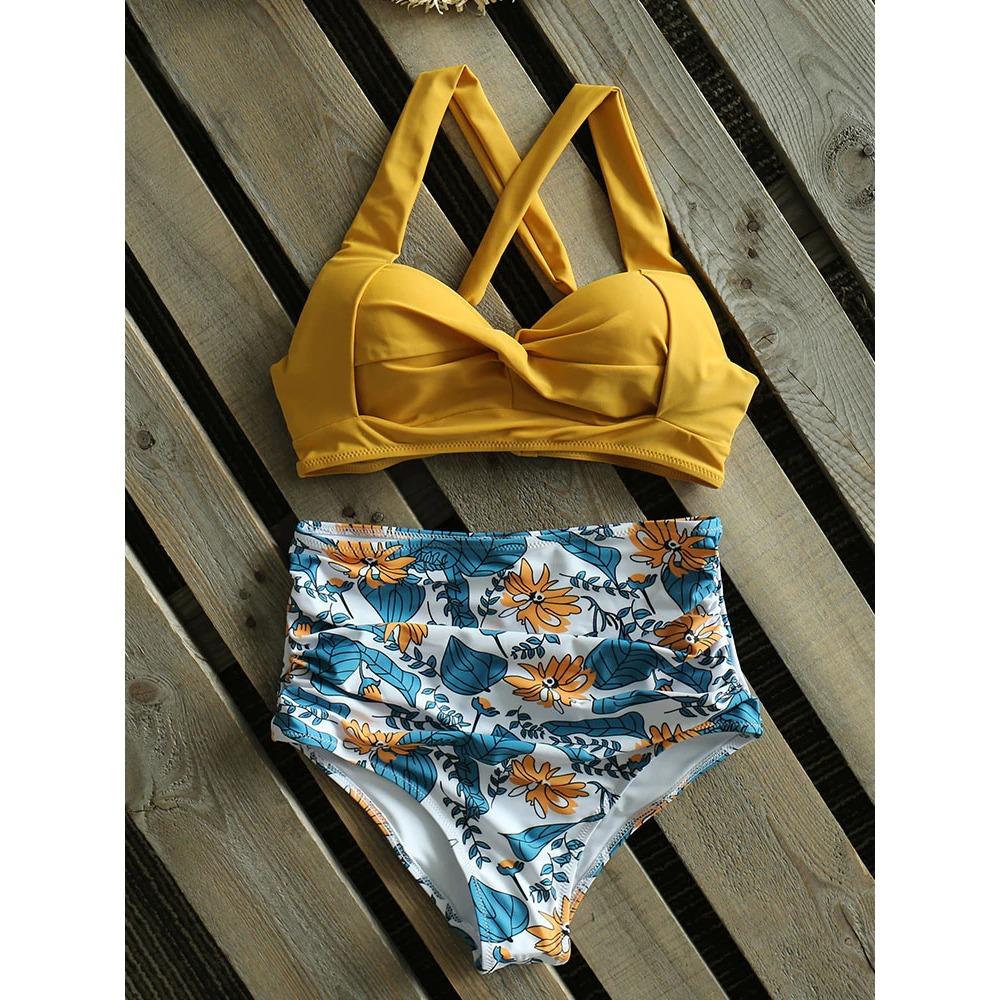 Fiona Women's High Waist Bikini Swimsuit | Tropical Print, Comfortable Fit - Image 11