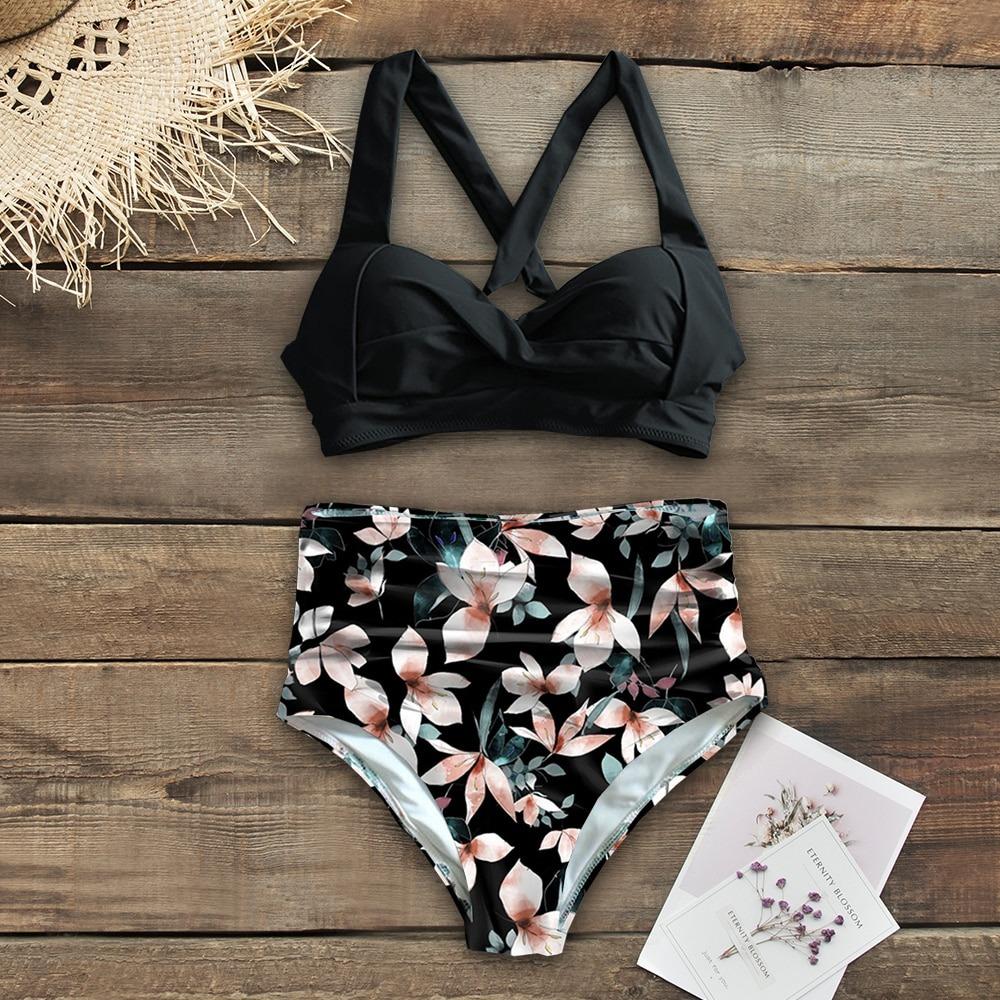 Fiona Women's High Waist Bikini Swimsuit | Tropical Print, Comfortable Fit - Image 14
