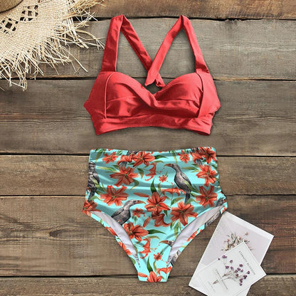 Fiona Women's High Waist Bikini Swimsuit | Tropical Print, Comfortable Fit - Image 15