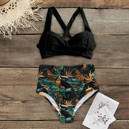 Fiona Women's High Waist Bikini Swimsuit | Tropical Print, Comfortable Fit - Image 17