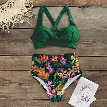Fiona Women's High Waist Bikini Swimsuit | Tropical Print, Comfortable Fit - Image 18