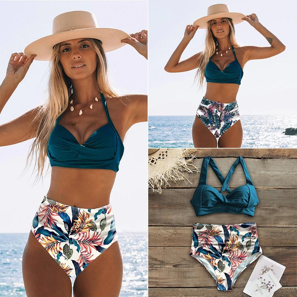 Fiona Women's High Waist Bikini Swimsuit | Tropical Print, Comfortable Fit - Image 7