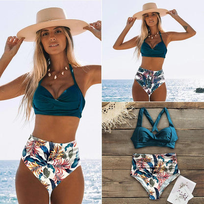 Fiona Women's High Waist Bikini Swimsuit | Tropical Print, Comfortable Fit - Image 7
