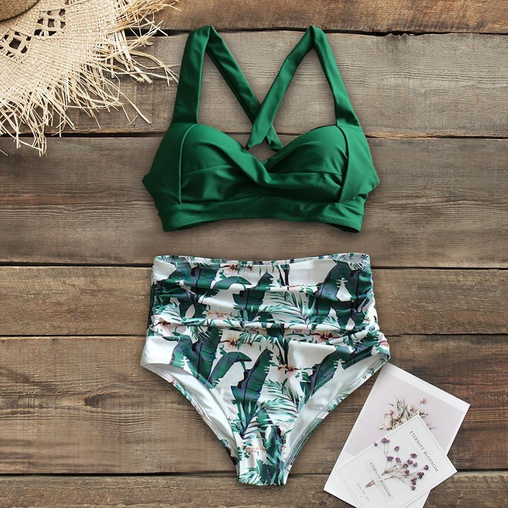 Fiona Women's High Waist Bikini Swimsuit | Tropical Print, Comfortable Fit - Image 9