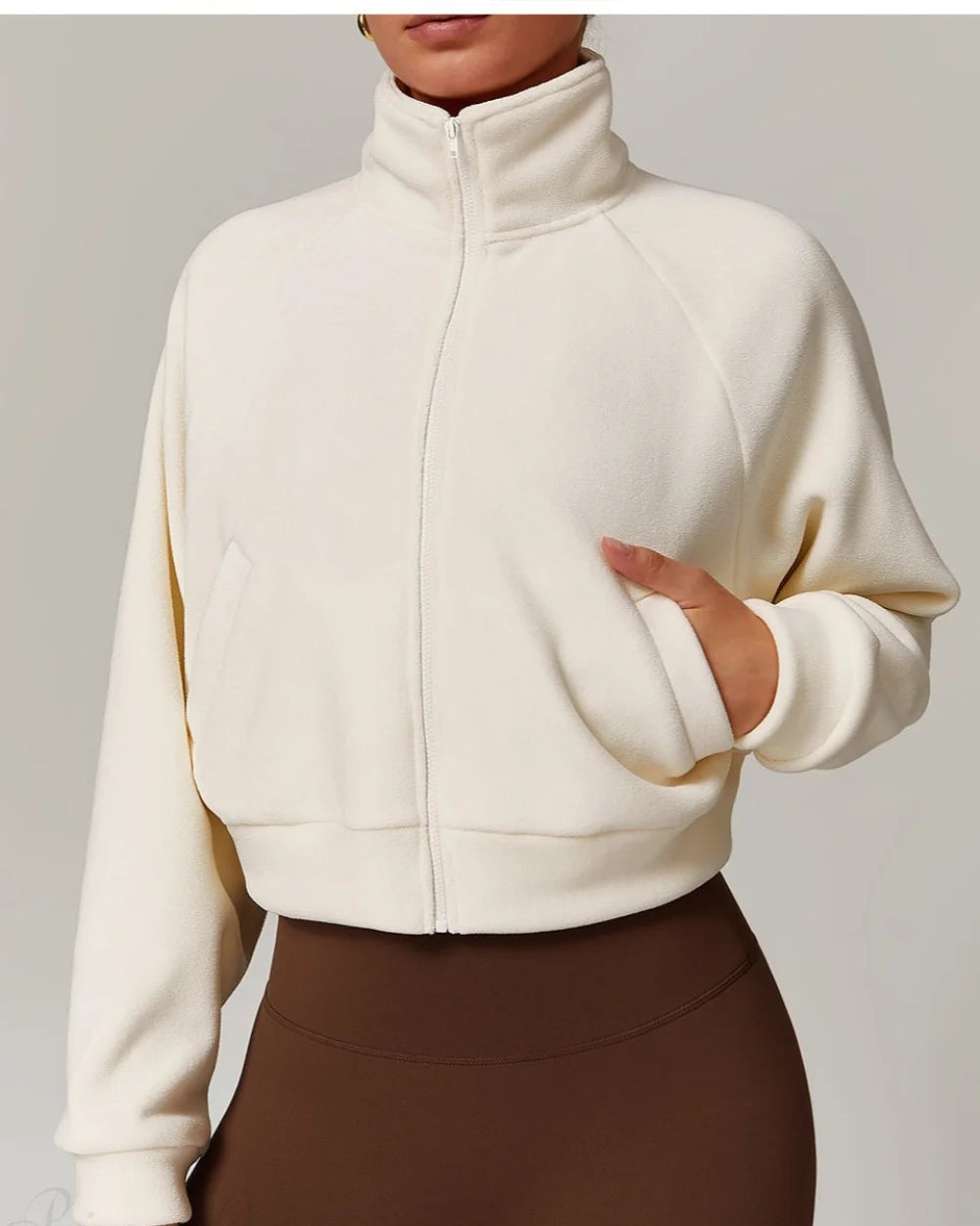 Fleece Athletic Women's Yoga Jacket | Stand Collar, Long Sleeve 2