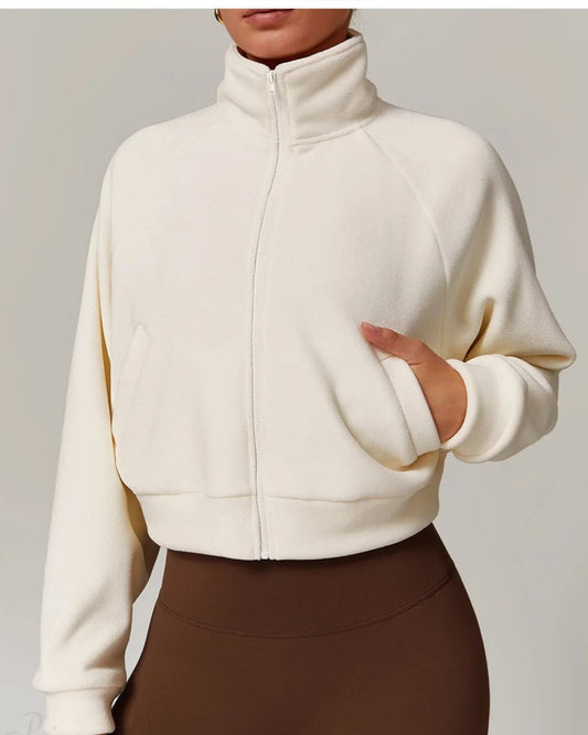 Fleece Athletic Women's Yoga Jacket | Stand Collar, Long Sleeve 2