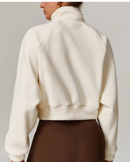 Fleece Athletic Women's Yoga Jacket | Stand Collar, Long Sleeve 4