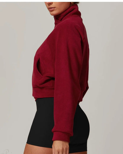 Fleece Athletic Women's Yoga Jacket | Stand Collar, Long Sleeve 5