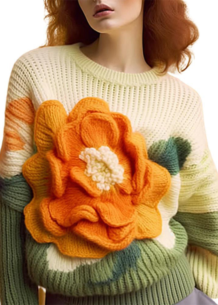 Women's Knit Top Apricot Long Sleeve Cotton - 5