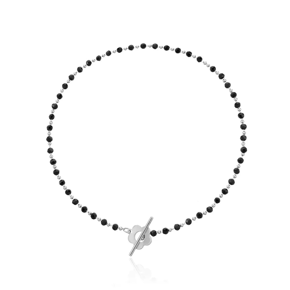 Floral Choker Necklace for Women – Stainless Steel and Zinc Alloy Design with Flower Clasp, 36cm Elegant Collar Style 10