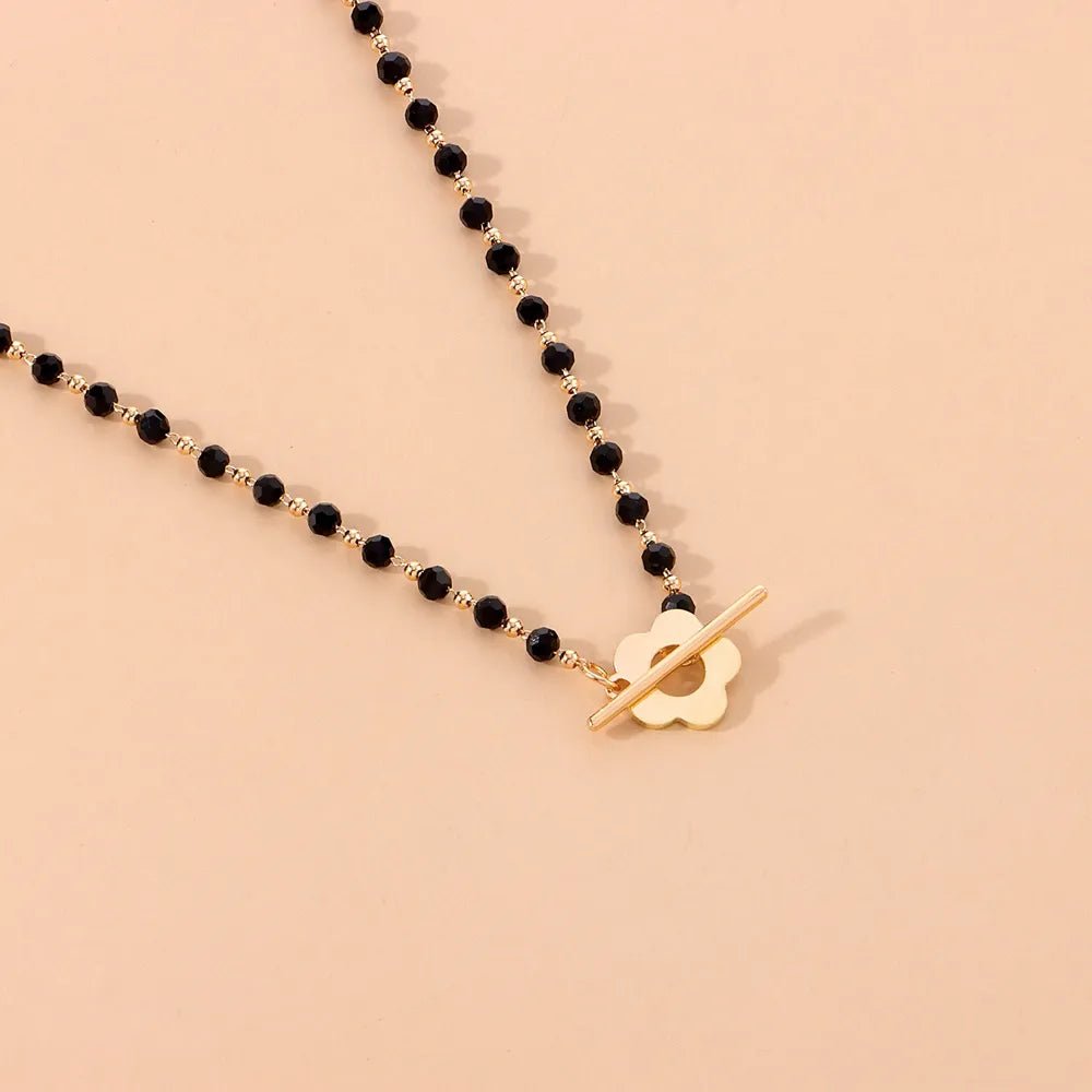 Floral Choker Necklace for Women – Stainless Steel and Zinc Alloy Design with Flower Clasp, 36cm Elegant Collar Style 6