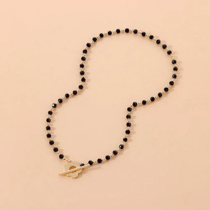 Floral Choker Necklace for Women – Stainless Steel and Zinc Alloy Design with Flower Clasp, 36cm Elegant Collar Style 8
