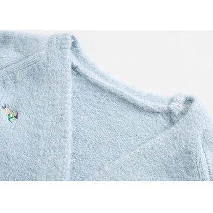 Floral Embroidered Knit Cardigan Sweater 2