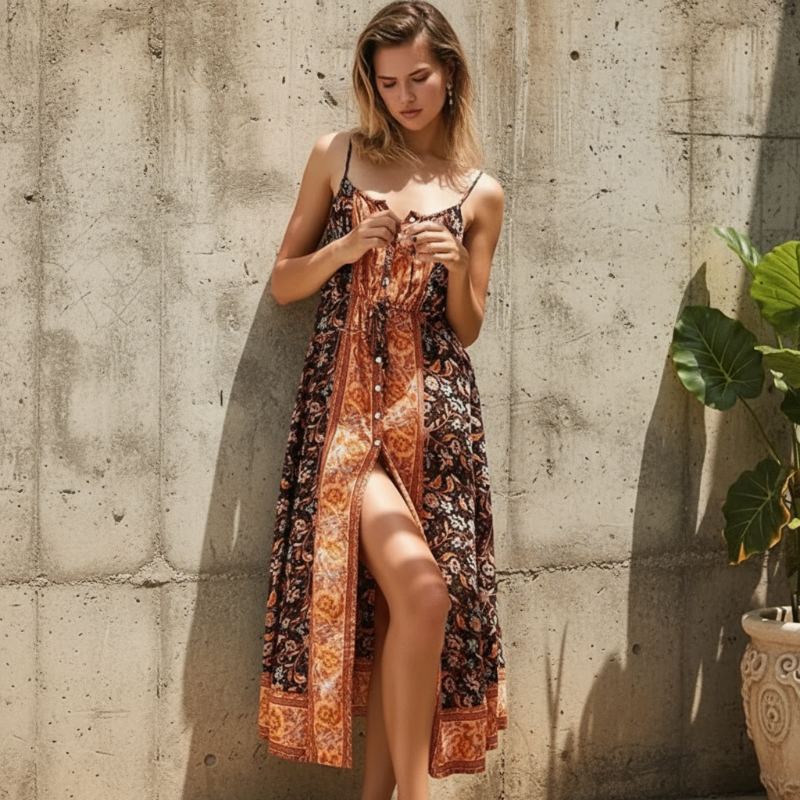 Blossom Floral Midi Dress | Sleeveless, Boho Summer Dress - Image 2