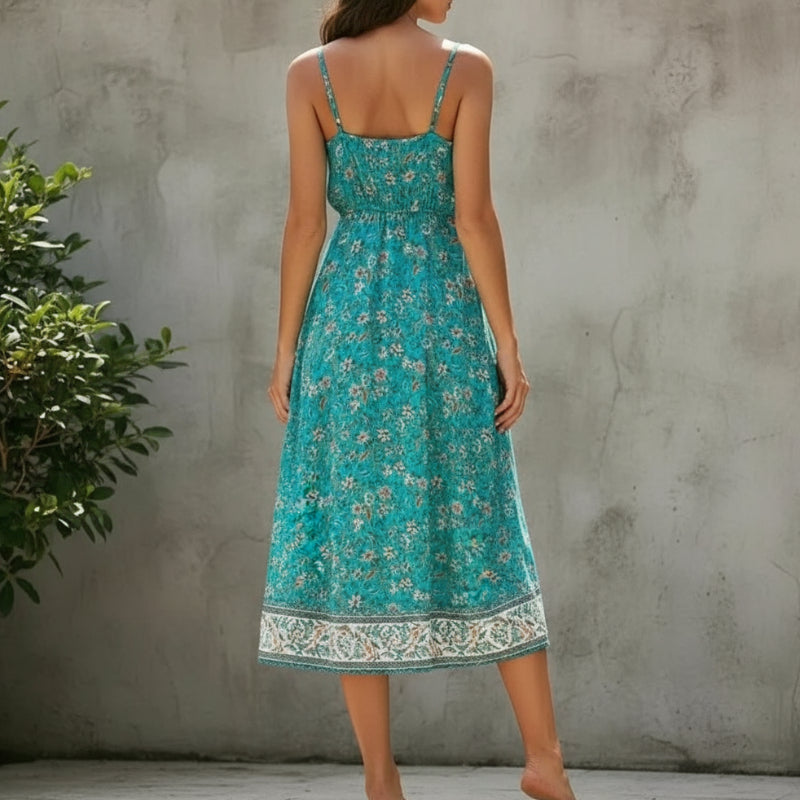 Blossom Floral Midi Dress | Sleeveless, Boho Summer Dress - Image 3
