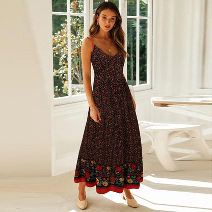 Bella Floral Dress | Boho Summer Wedding Guest Dress, Spaghetti Strap - Image 3
