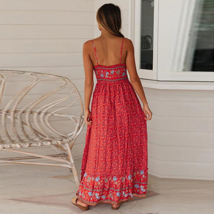 Bella Floral Dress | Boho Summer Wedding Guest Dress, Spaghetti Strap - Image 4
