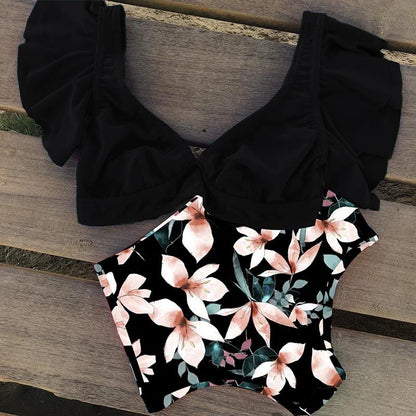 Fiona Women's Bikini Swimsuit | Floral Ruffled V-Neck, High-Waisted - Image 19