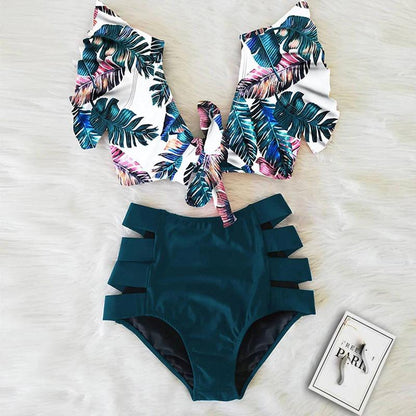 Fiona Women's Bikini Swimsuit | Floral Ruffled V-Neck, High-Waisted - Image 3