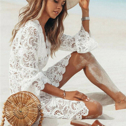 Fiona Women's Tunic Cover Up | Floral Lace Design, Lightweight Beach Cover Up