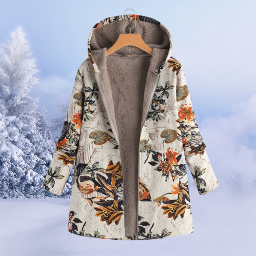 Women's Floral Hoodie Reversible Fleece Lightweight - 9